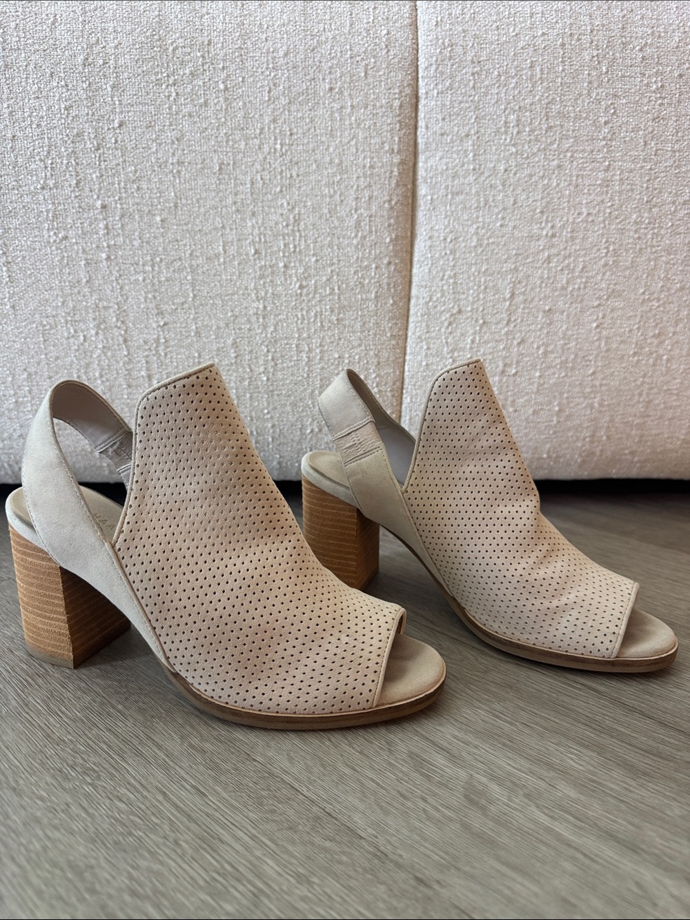 Cole Haan Beige Perforated Peep-Toe Women's Booties